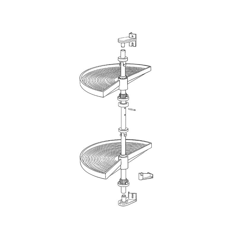 Set di piatti girevoli 3/4 Shelvo, per modulo da 800 mm, Tecnoplastica e Alluminio, Grigia