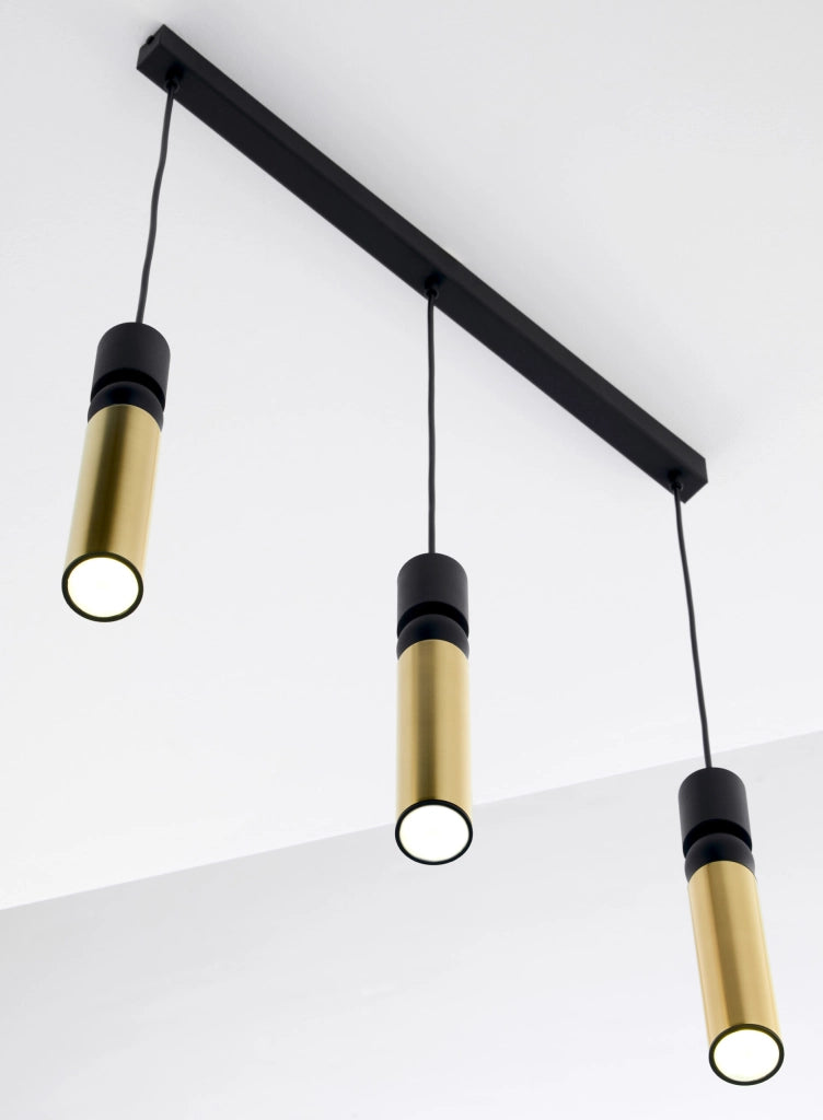 Lampada sospesa a barra 60cm nero oro 3xGU10 ALAS Jupiter