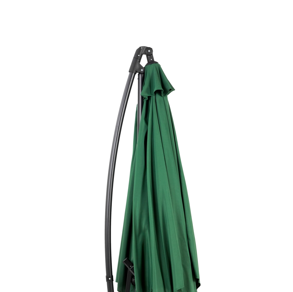 Ombrellone decentrato da 10 ft con sistema a manovella e inclinazione; verde scuro