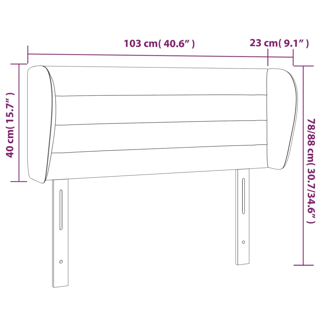 Testiera | Testata ad Orecchio Rosa 103x23x78/88 cm in Velluto
