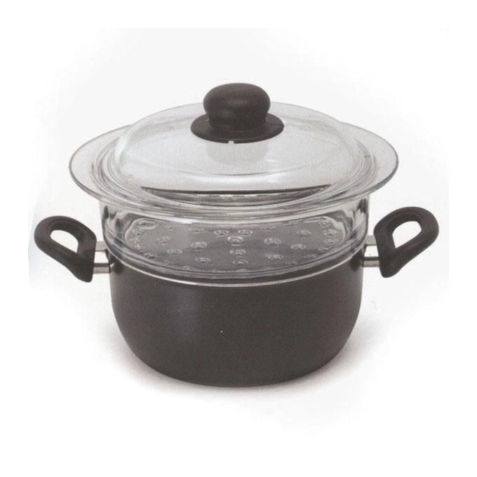 Ballarini 750000960 Firenze Vaporiera in Alluminio 20 cm Antiaderente Cortan Manici Bachelite colore Nero