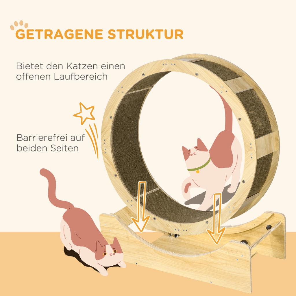 Ruota per Gatti 91 cm con Freno e Grattatoio ¨C Zephmum ¨C Legno di Quercia