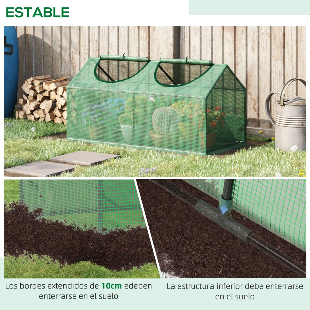 Serra da Giardino con 2 Finestre ¨C Xylo ¨C 120x60x60 cm Acciaio e PE 140g/©O Verde