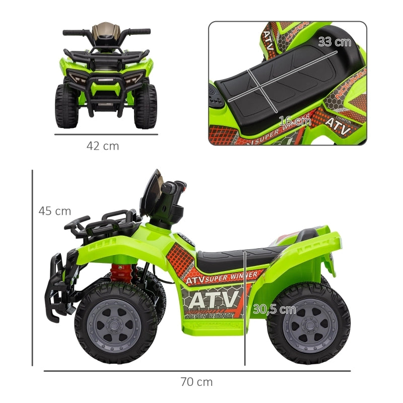 Quad elettrico per bambini 6V Quad per bambini con funzione avanti, musica, quad elettrico per bambini da 1,5 a 3 anni Verde