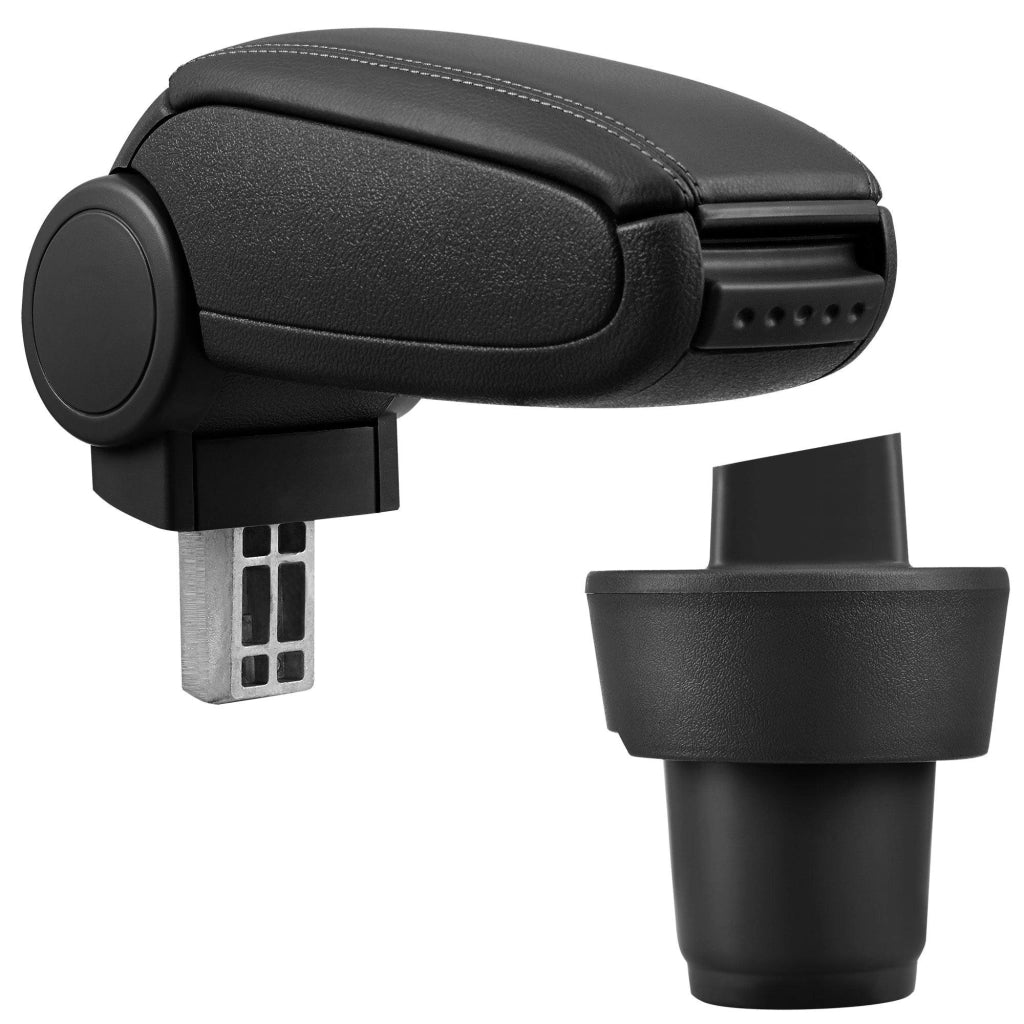 Bracciolo centrale per Volkswagen Up! con scomparto imbottito in similpelle nera con cuciture nere 03_0000736