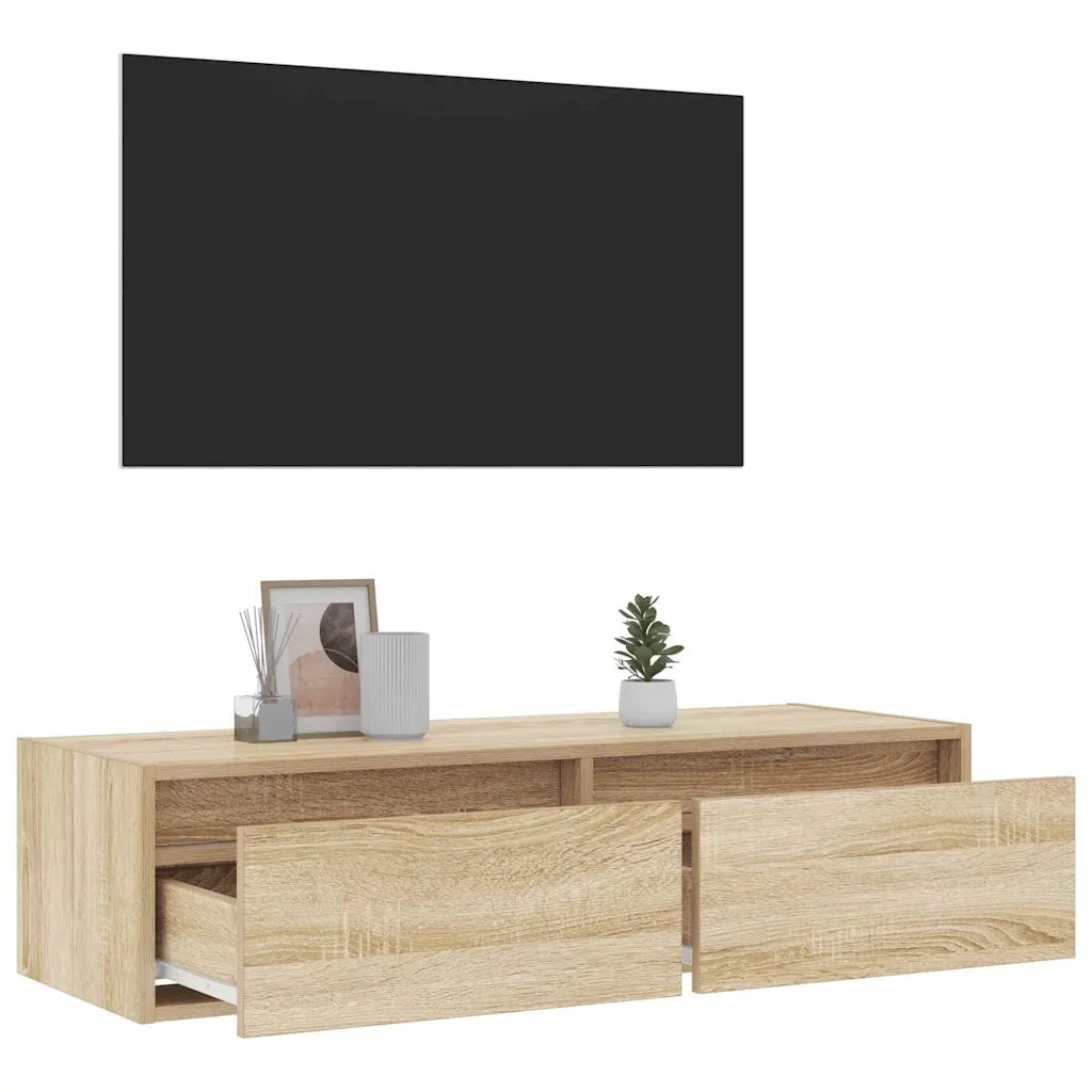 Mobile Porta TV con Luci LED Rovere Sonoma 100X35,5x25 cm 860240
