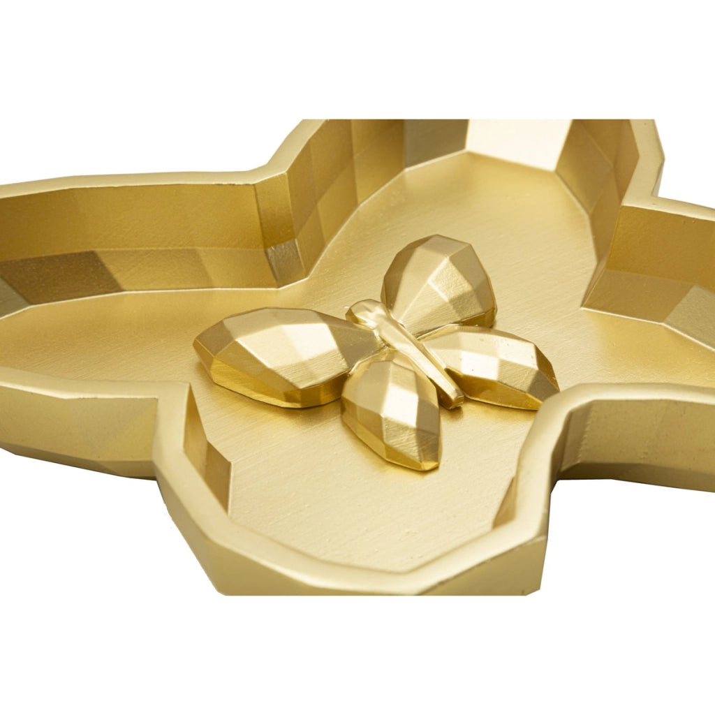 Vassoio Farfalla, Oro, Poliresina, 3x20,5x17,5 cm