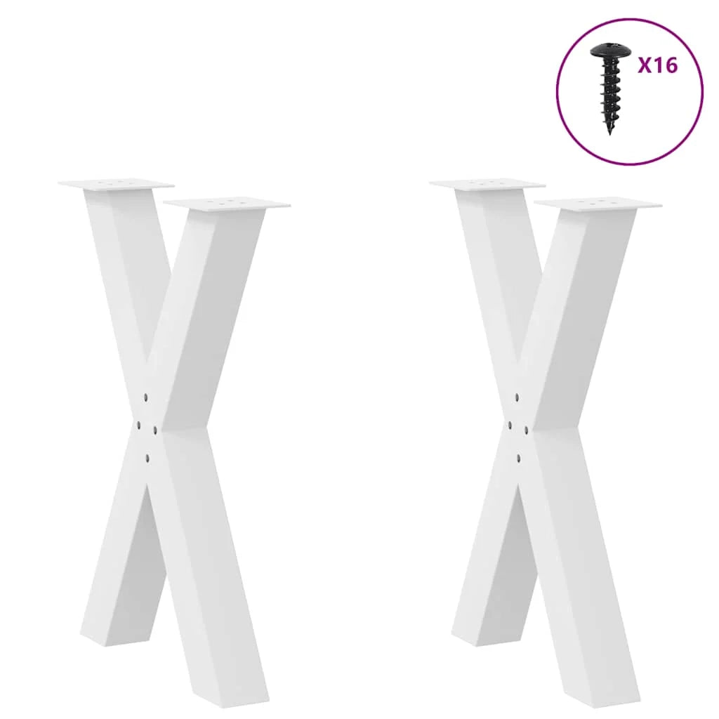 Set di 2 gambe regolabili per tavolo da pranzo a forma di X 50 x 72 cm per superfici stabili design moderno acciaio bianco 02_0057241
