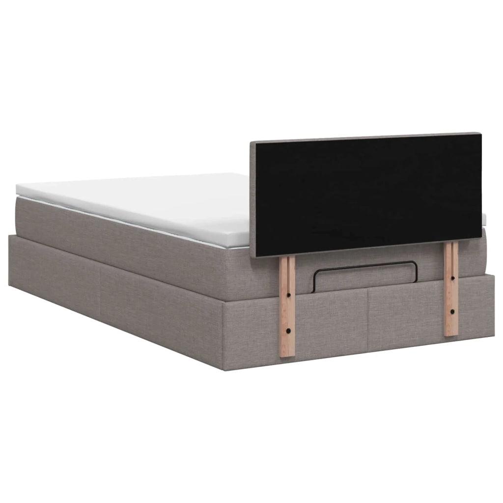 Letto Ottomano con Materasso e LED Tortora 120 x 190 cm Tessuto 3458059
