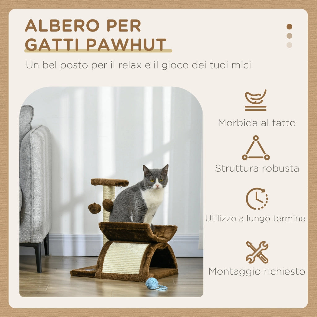 Albero per Gatti con Cuccia e Palline ¨C Zephmum ¨C Naturale Altezza 43cm