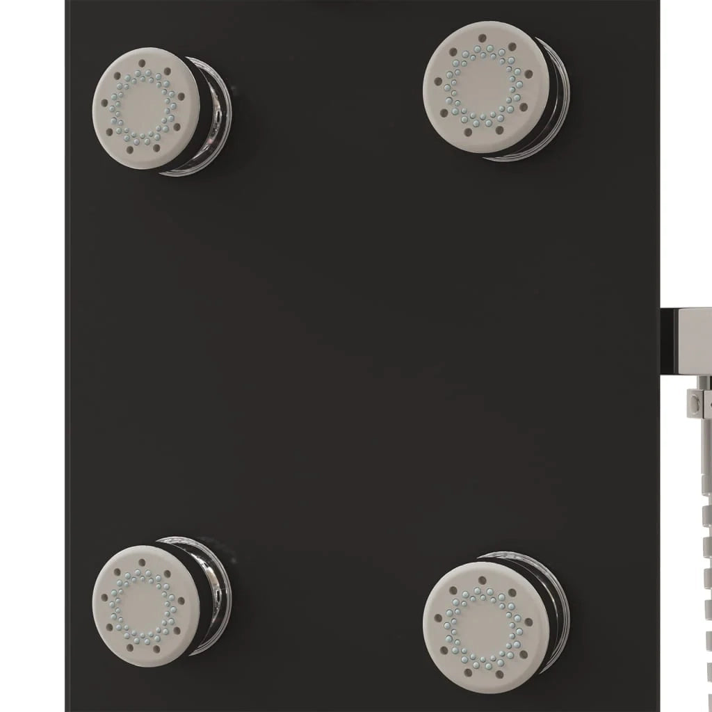 Pannello doccia con soffione rubinetto vetro acciaio inox 130 cm nero 02_0003437