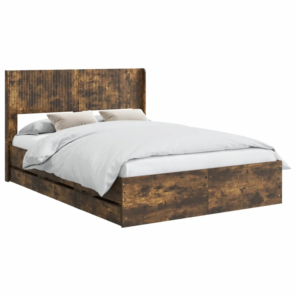 Struttura del letto con stoccaggio e testata Rovere Fumo 3414315