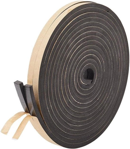 Tape di isolamento acustico - Striscia autoadesiva nera - 10m - Raffreddamento - Climatizzazione - Porte - Tape di isolamento acustico autoadesivo nero per porte finestre attrezzature sportive