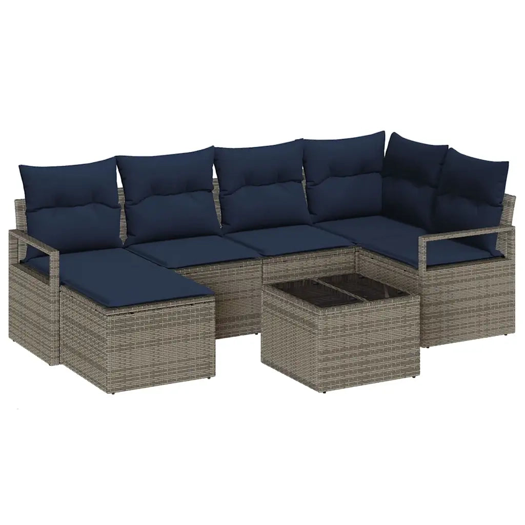 Set di divani con cuscino 7 pcs Grigio polyrattan 3346465