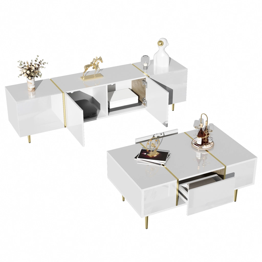 Cassettiera per TV bianca lucida in MDF lunghezza 170 cm