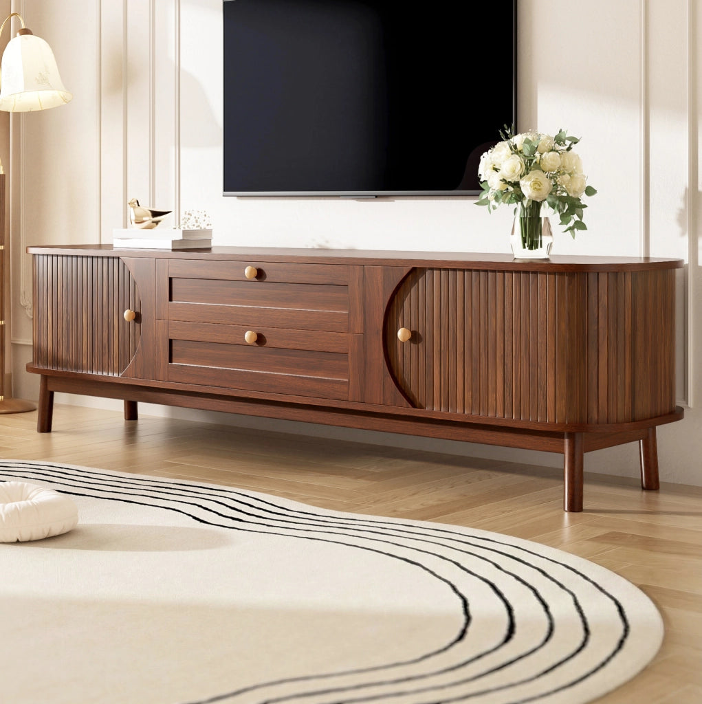 Mobile TV con porte e cassetti in MDF noce
