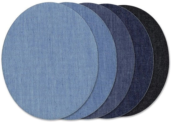 Strieppatch per jeans - strieppatch per abbigliamento - patch di riparazione di cotone - patch di denim - diverse misure - per patch decorativo per jeans, giacche, DIY, borse - 13,5 x 11 cm - Blu ovale - 13,5*11cm