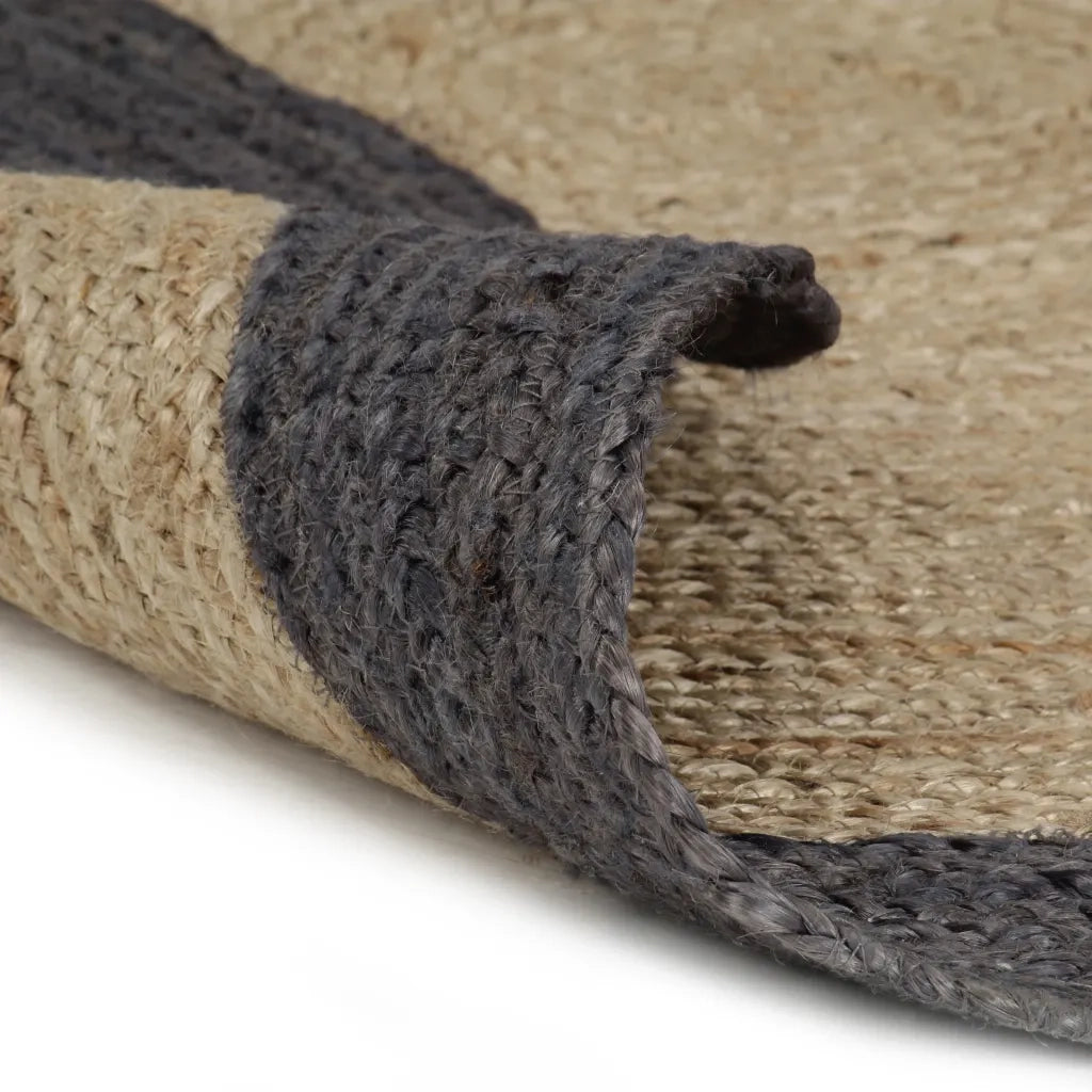 Tappeto del soggiorno | Tappeto Lavorato a Mano in Juta con Bordo Grigio Scuro 150 cm