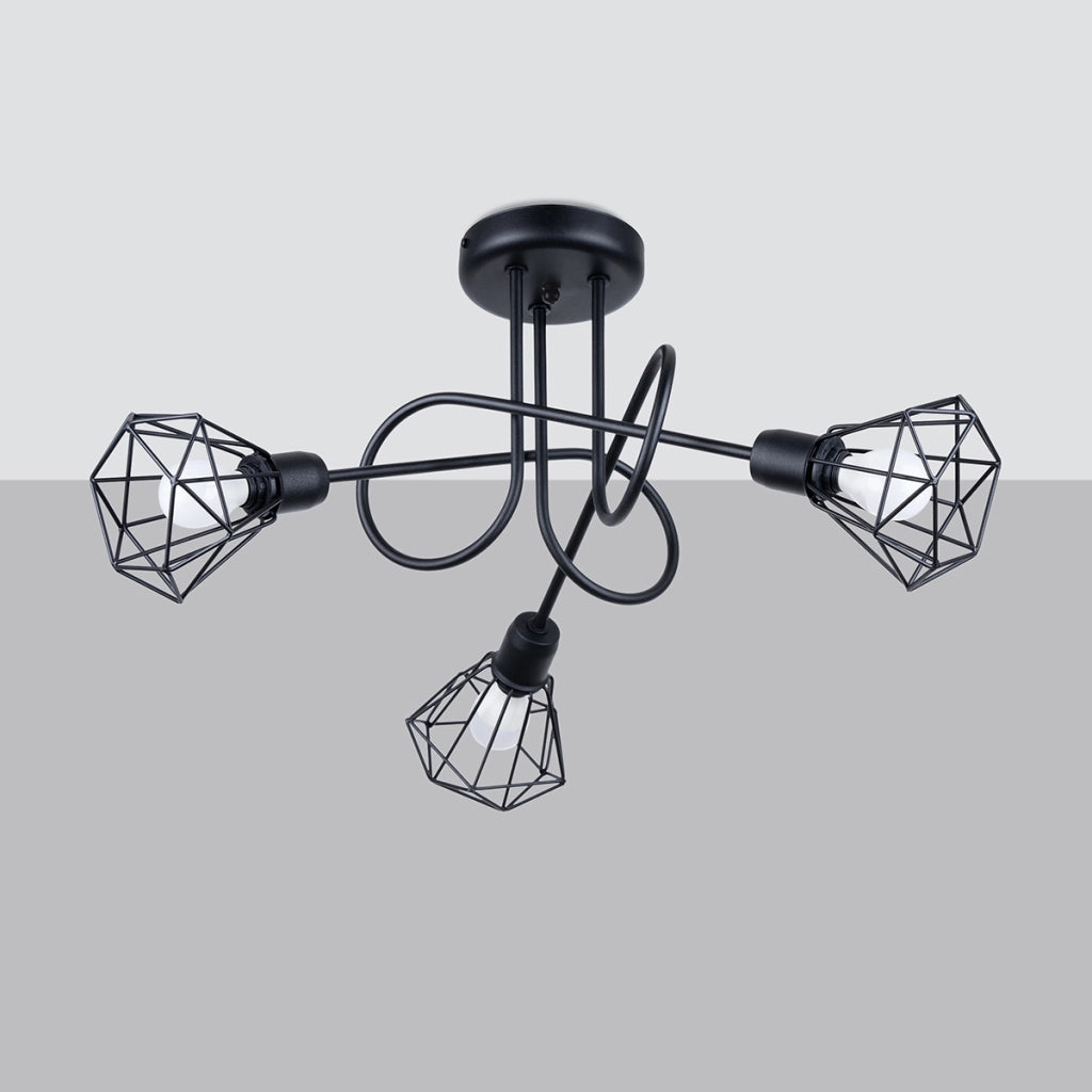 Lampada da parete Artemis Powder Blue 3x E14 LED Max 10W Acciaio nero moderno