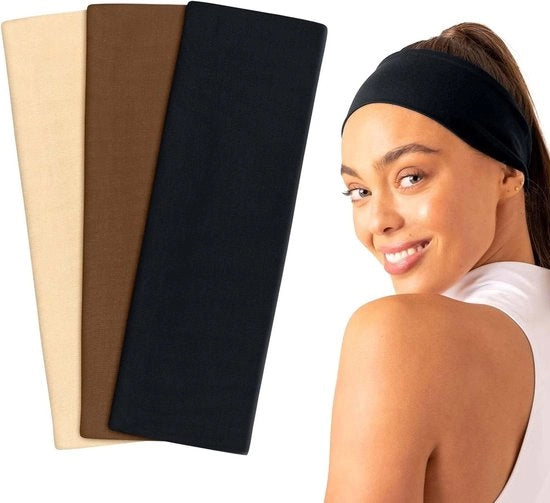 Haarband Sportivo per Donne, Disegno Serpente e Leopardo in Nero e Caffè chiaro, 4 pezzi per Comfort e Stile