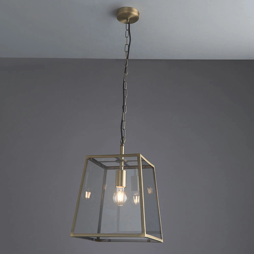 Lampada a sospensione Hurst lanterna ottone Endon E27