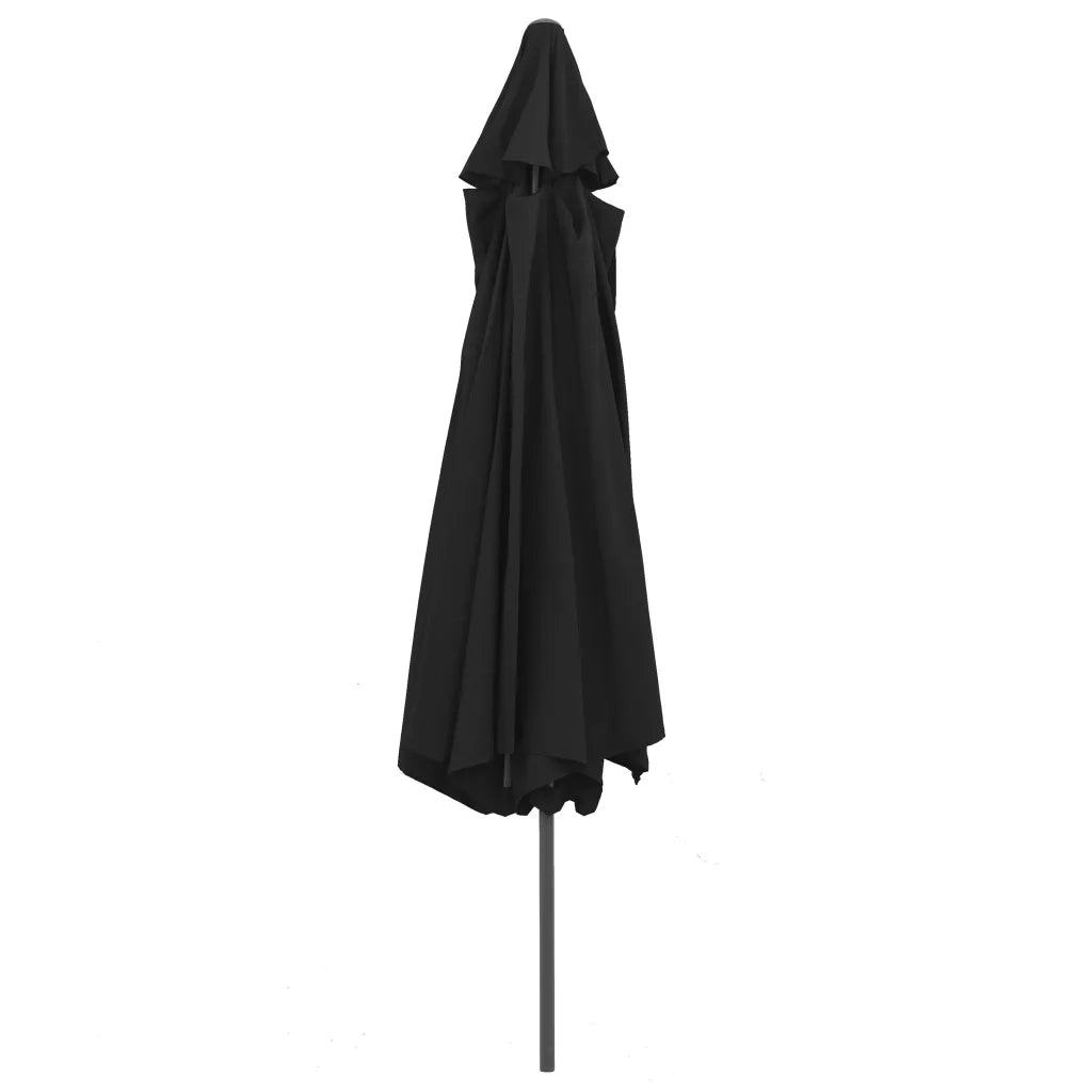 Ombrellone da Giardino con Palo in Metallo 390 cm Nero 47384
