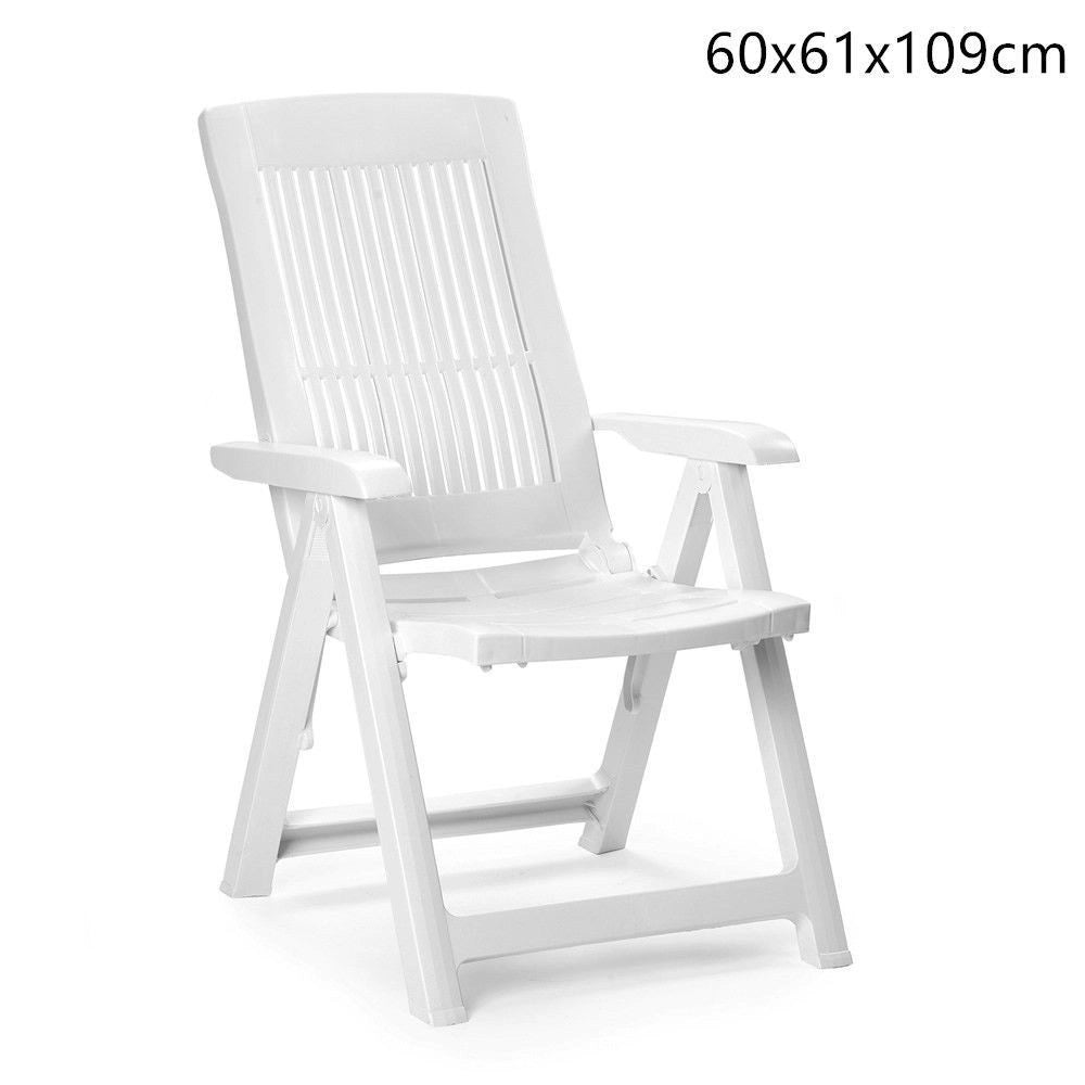 Trade Shop - Sedia Pieghevole Poltrona Bianca Arredo Esterno Da Giardino 60x61x109h Cm 851016 -