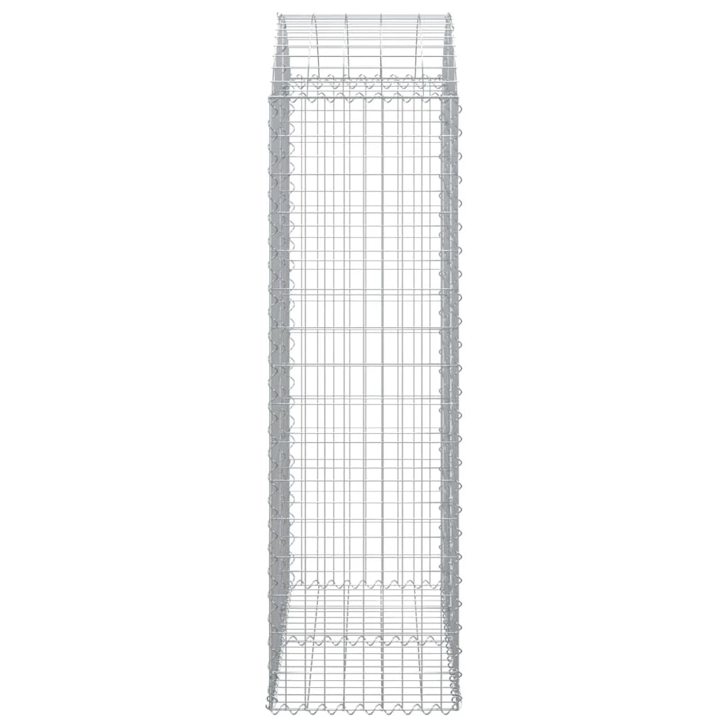 Cesto gabbione recinzione a gabbia muro di contenimento ad arco 100 x 50 x 160/180 cm ferro zincato argento 02_0039963