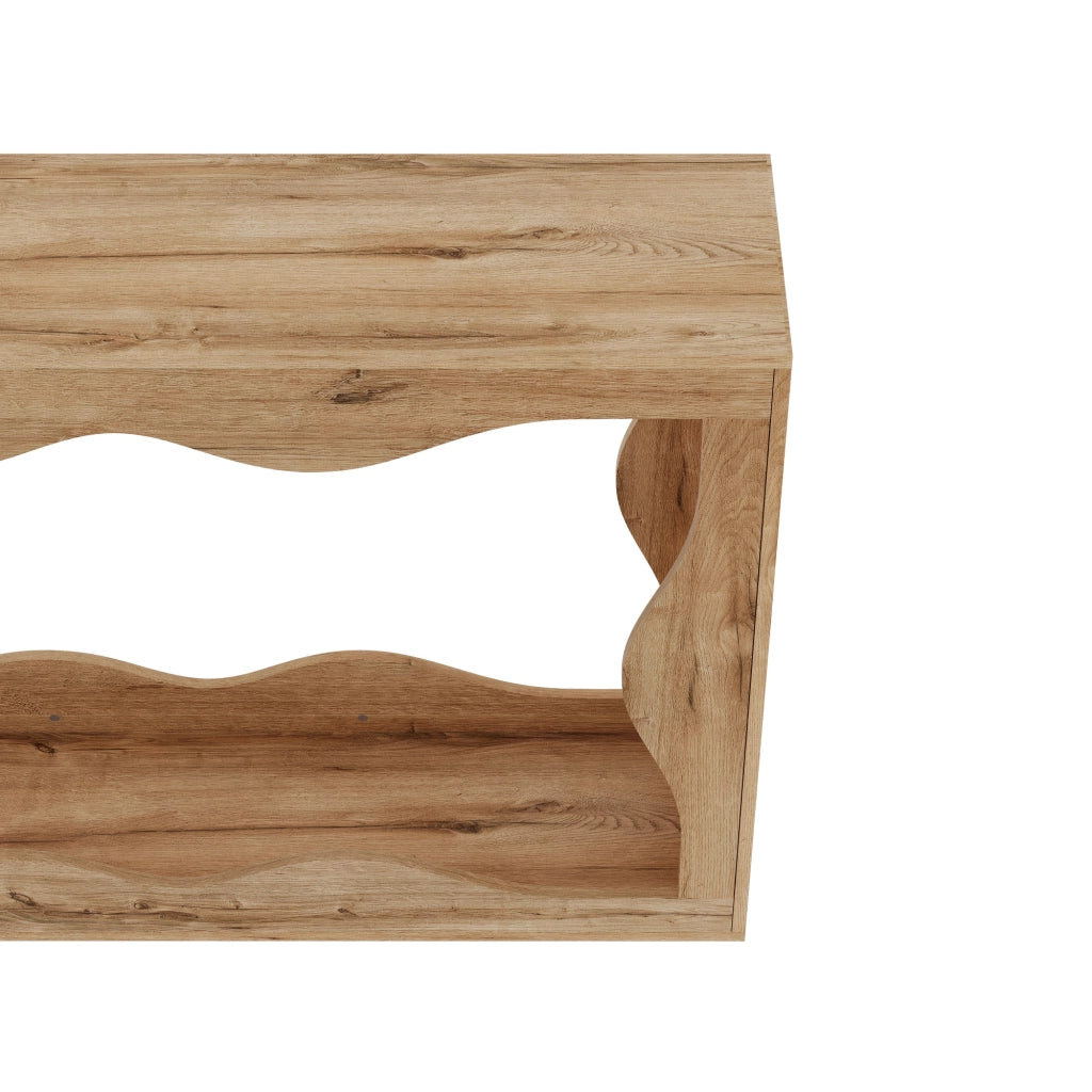 Consolle a 2 ripiani con struttura aperta per ingresso e soggiorno in truciolare 160.5×30×86.5 cm naturale