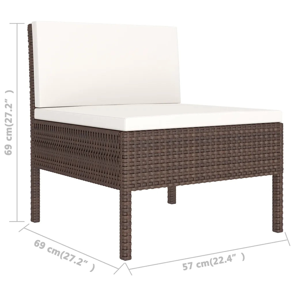 Set Divani da Giardino 6 pz con Cuscini in Polyrattan Marrone 3094383
