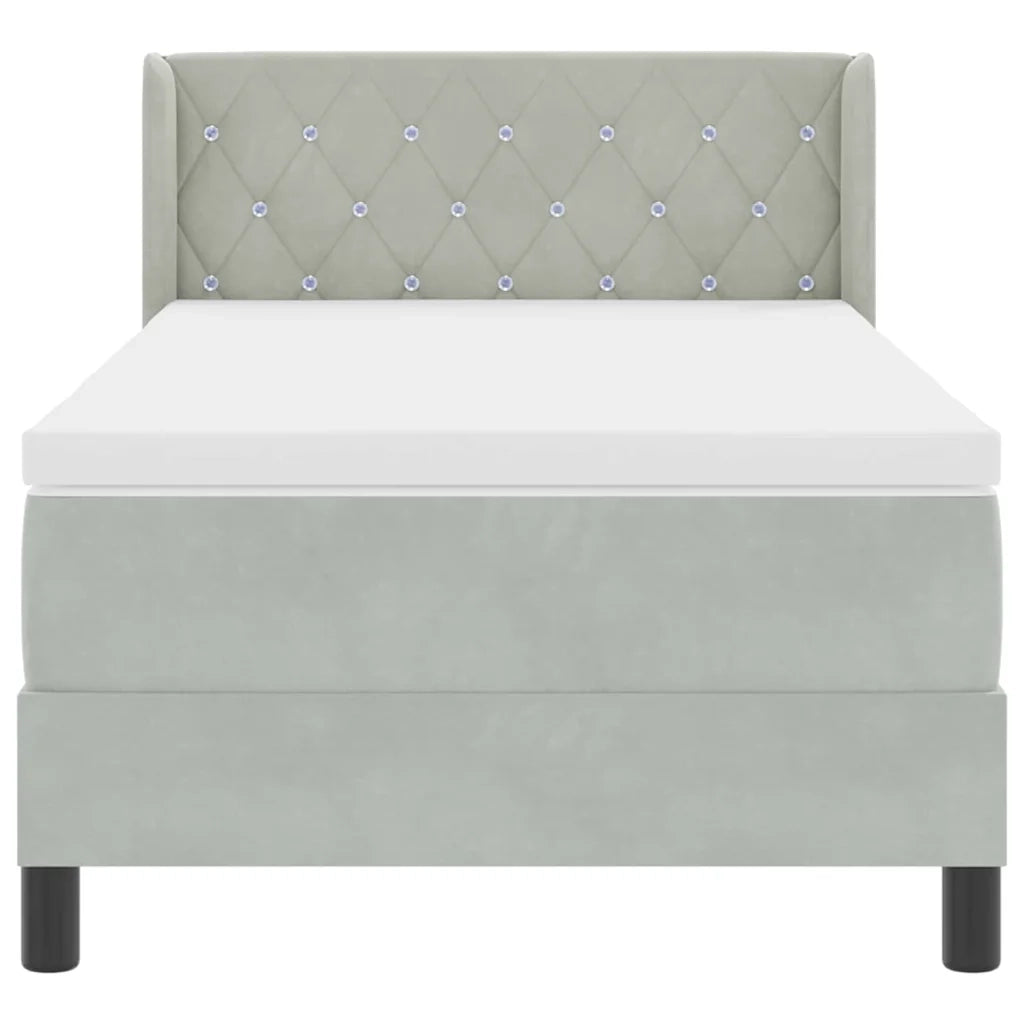 Letto a molle con testiera-Rete con Testiera Grigio chiaro 190 x 90 cm Poliestere 162341