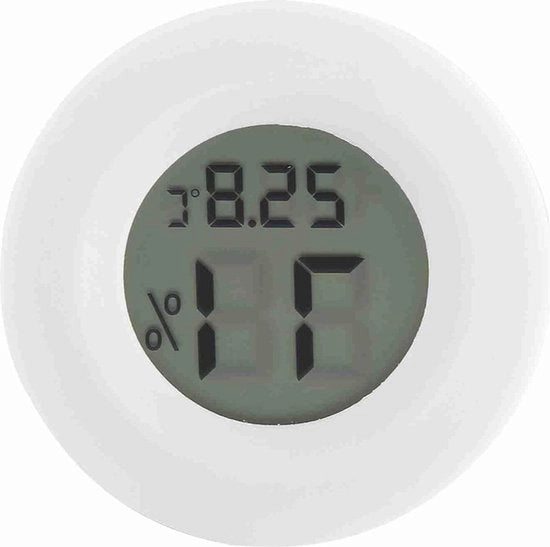 Termometro e idrotermometro digitale - Monitor della temperatura dell'aria interna con schermo LCD e illuminazione a sfondo - Bianco - Per rettili.