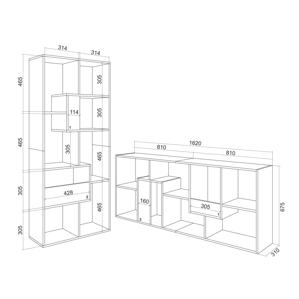 Libreria scaffale, 162x67x31cm, Per libri, Nero e rovere RF4119