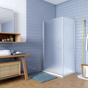 195cm Box Doccia Angolare Porta Battente con Parete Fissa 70x80cm in Vetro Satinato 6mm Anticalcare Irreversibile