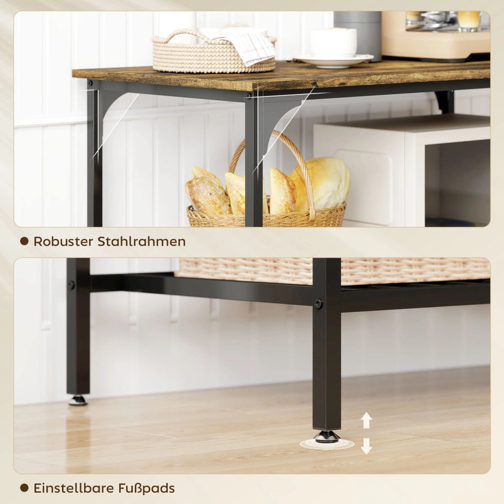 Scaffale da Cucina Rustico a 3 Ripiani ¨C Minimal ¨C Marrone e Nero