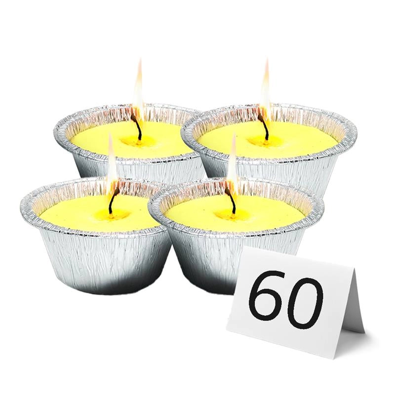 SET 60 CANDELE ALLA CITRONELLA BASE IN ALLUMINIO PER USO ESTERNO CON SPAGO DURATA +10H