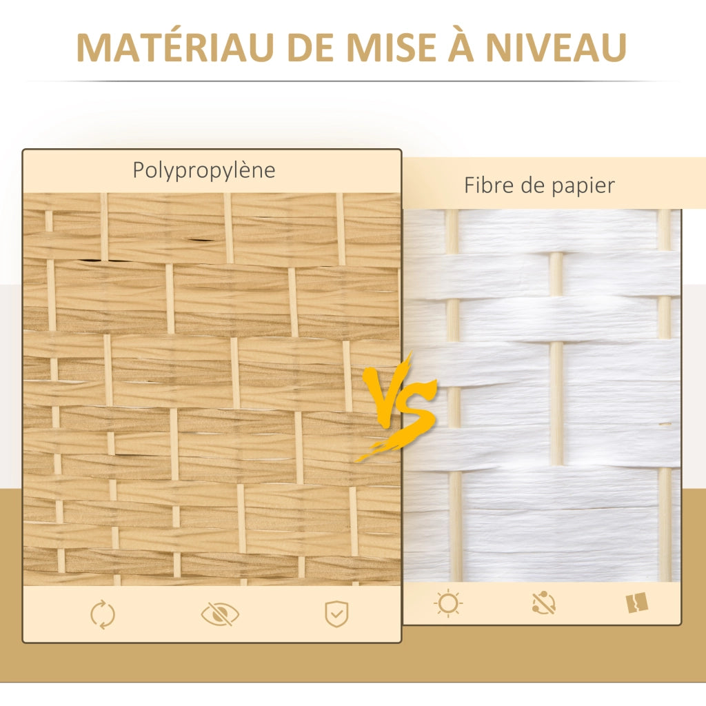 Paravento 3 Pannelli Legno Naturale ¨C Xylo ¨C Divisorio Pieghevole 135x180 cm