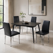 SEDIA da pranzo moderna Set da 4 pezzi 90 cm Nero/Argento in PU e metallo
