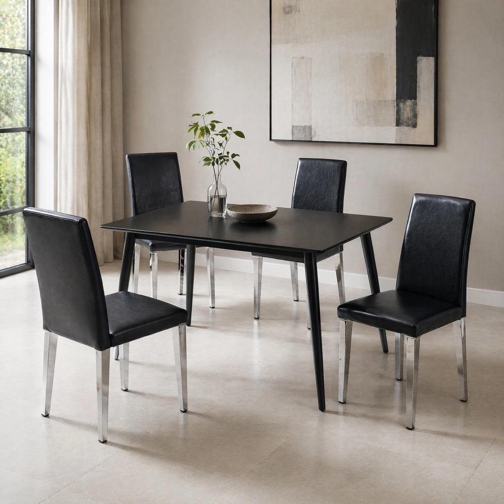 SEDIA da pranzo moderna Set da 4 pezzi 90 cm Nero/Argento in PU e metallo