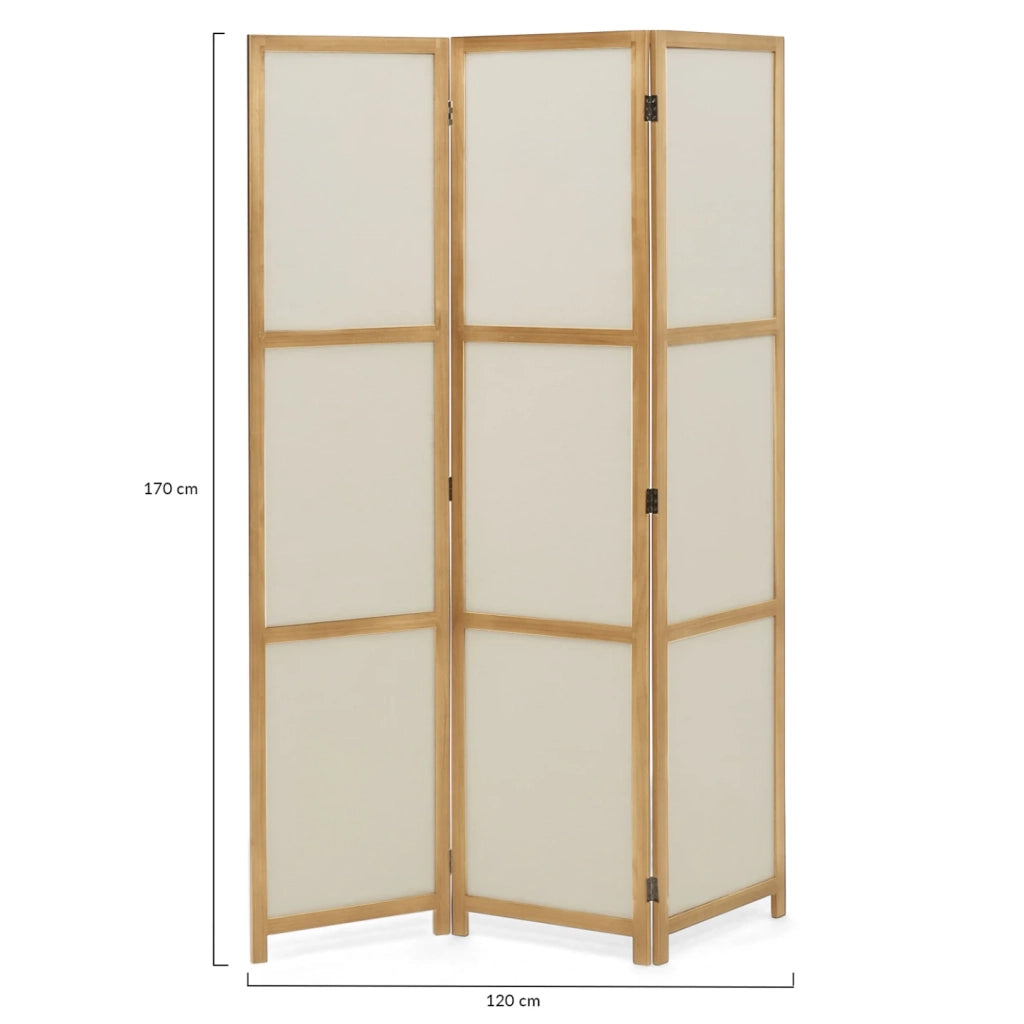 IDMarket - Paravento interno in legno e tessuto beige