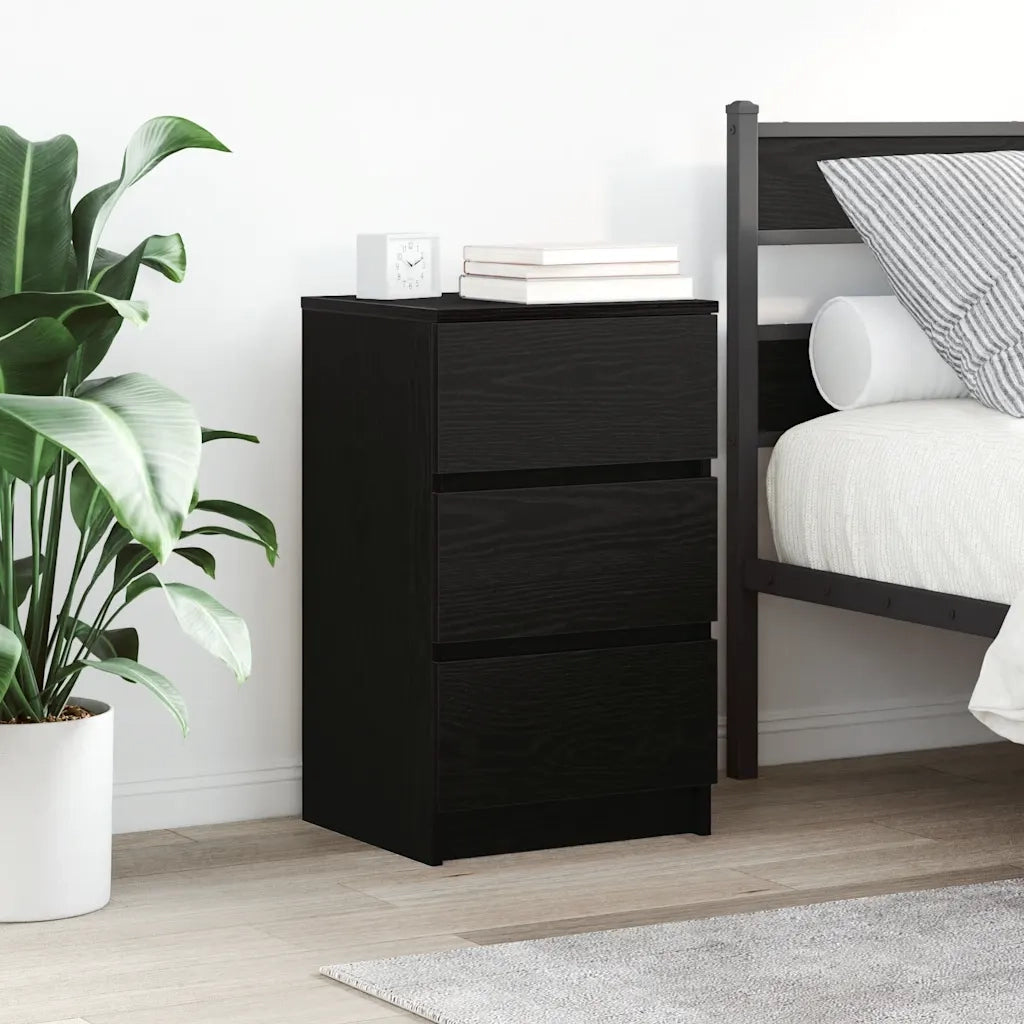 Comodino con 3 Cassetti Nero 39x35x65 cm 861339