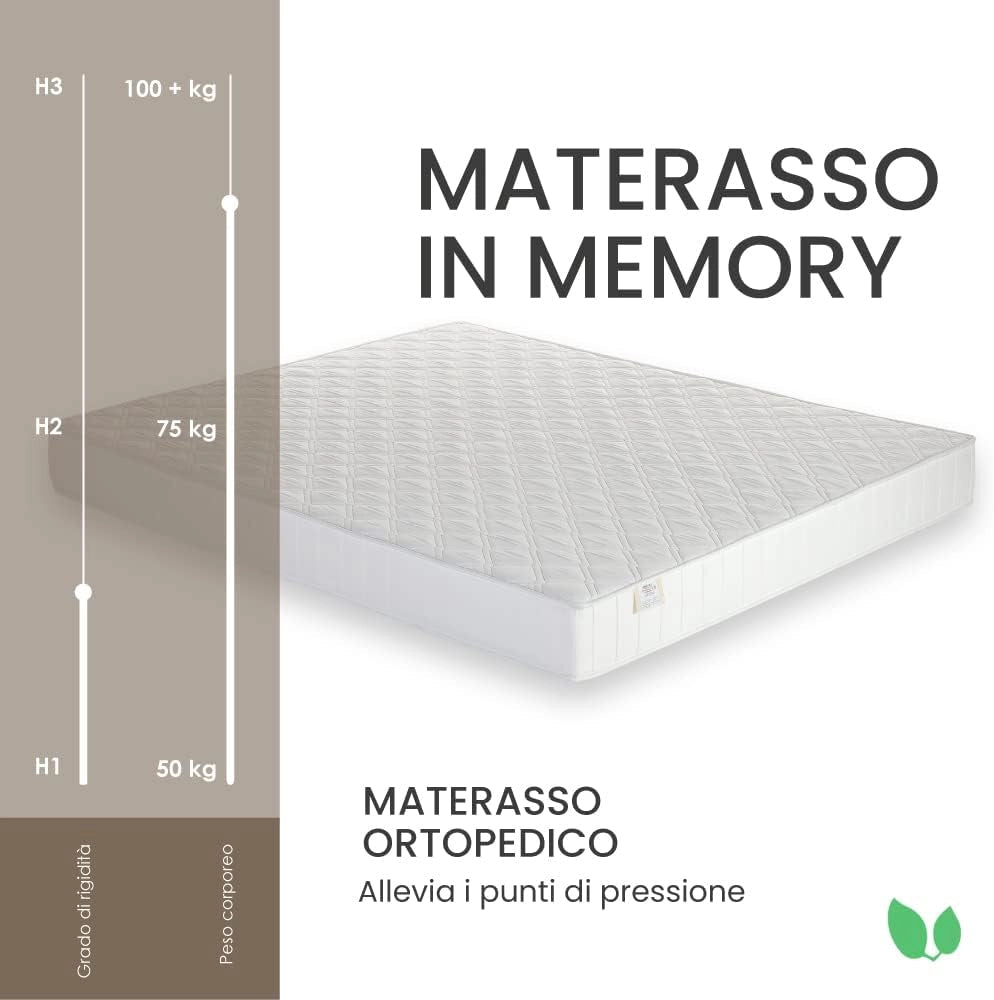 Materasso piazza e mezza memory 120x190 alto 20 cm antiacaro e antibatterico Farmarelax