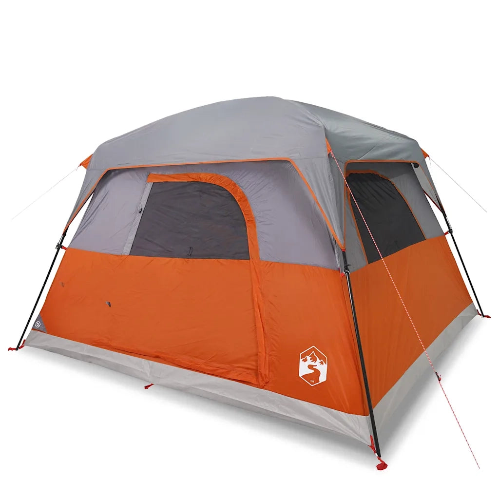 Tenda da Campeggio | Tenda Familiare a Cabina 4 Persone Arancione Impermeabile