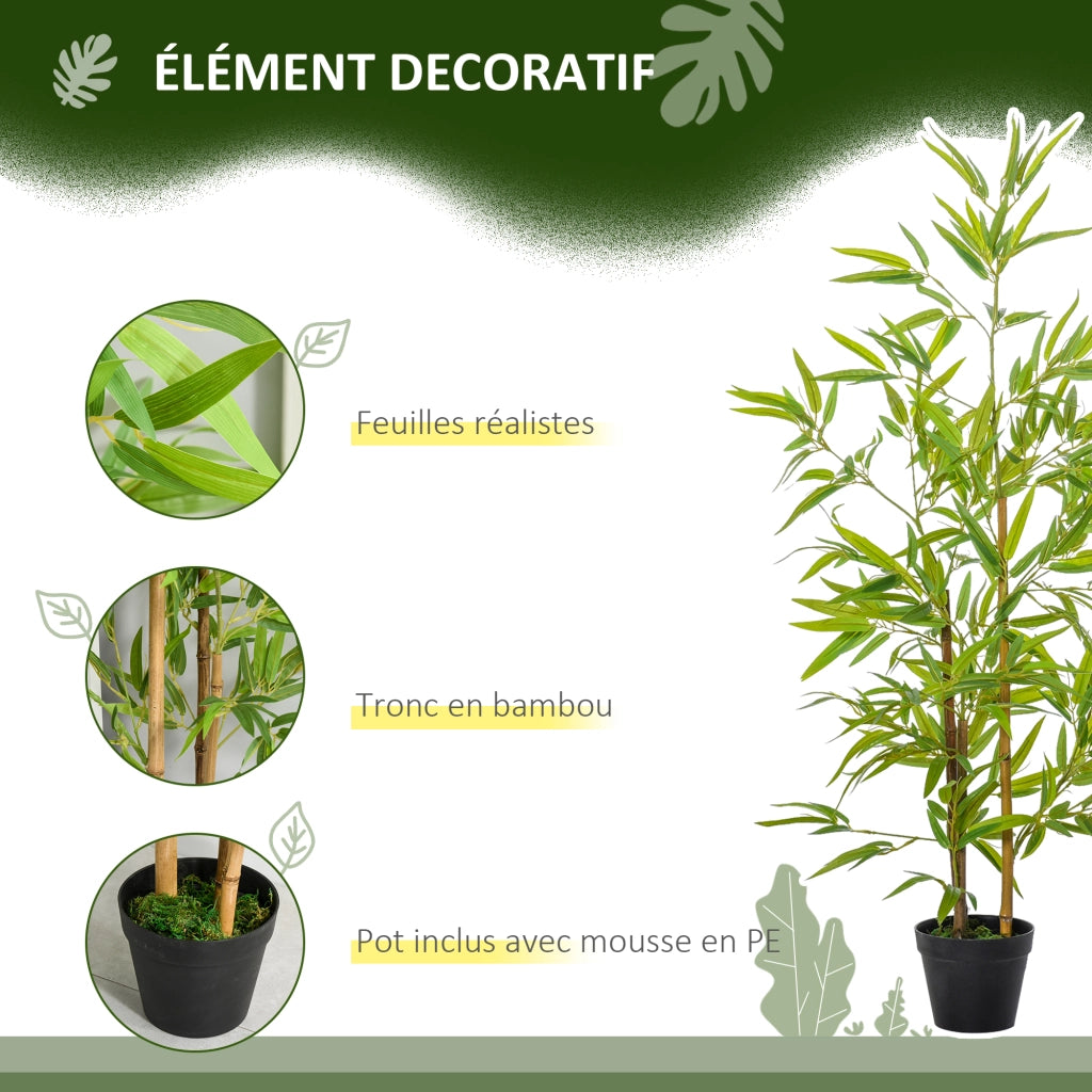 Bamb¨´ Artificiale 120cm con Tronchi Reali ¨C Xylo ¨C Verde con Vaso Nero