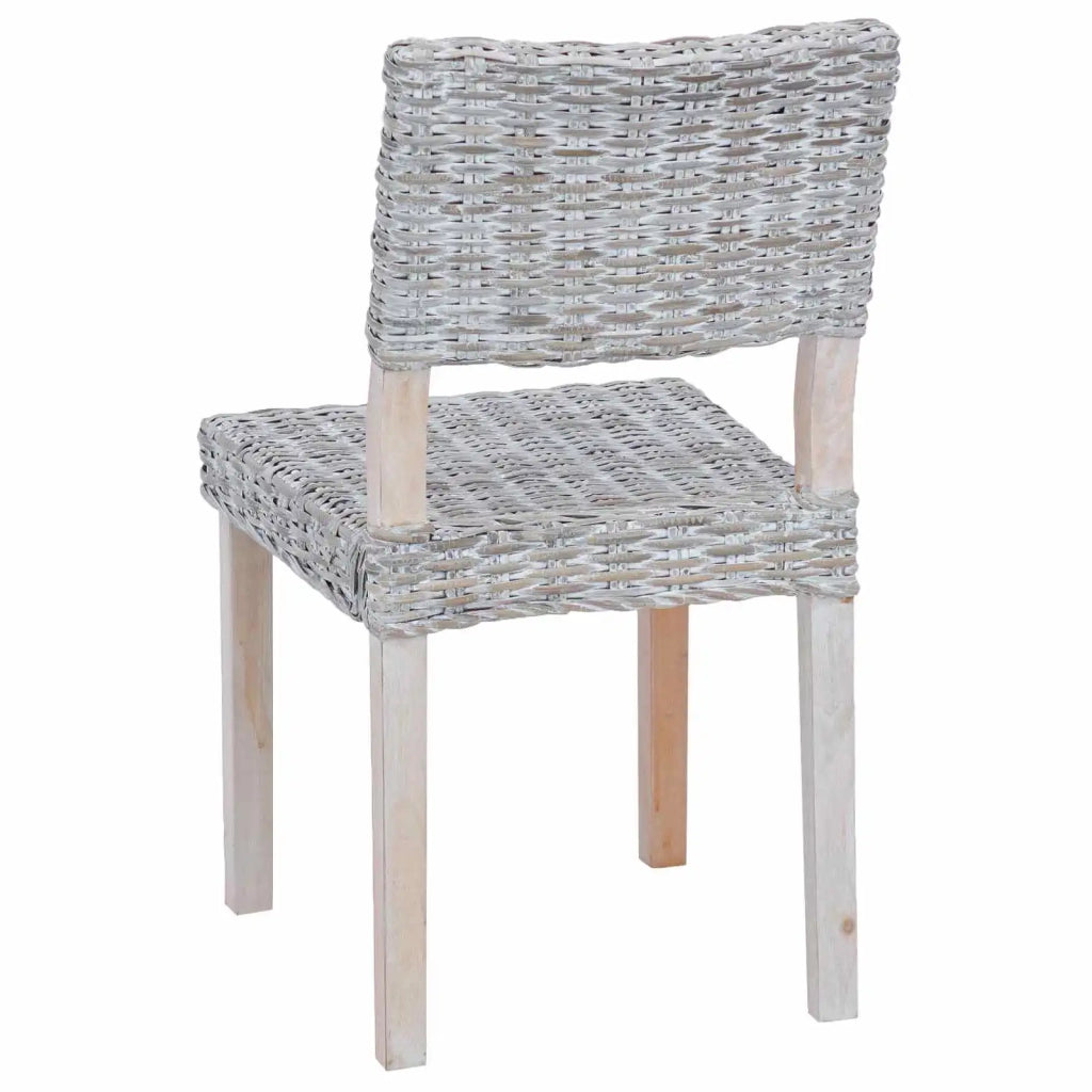 Sedia da pranzo 2 pcs Bianco Lavato 46 x 55 x 84 cm Rattan Kubu 42012423