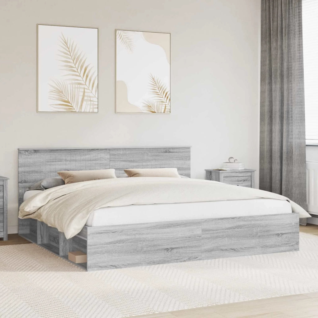 Struttura del letto Grigio Sonoma 200 x 200 cm Pino massello