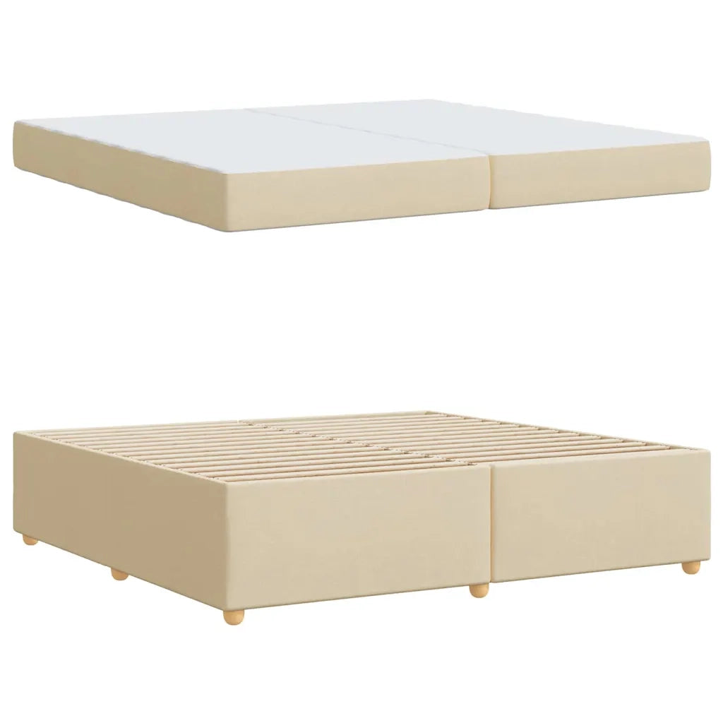 Struttura del letto con materasso Crema 200 x 200 cm Tessuto 3399382