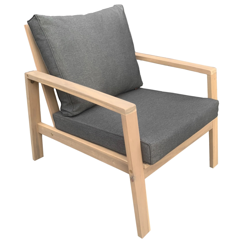 Set di mobili da giardino in acacia GILI 4 posti - cuscini grigi