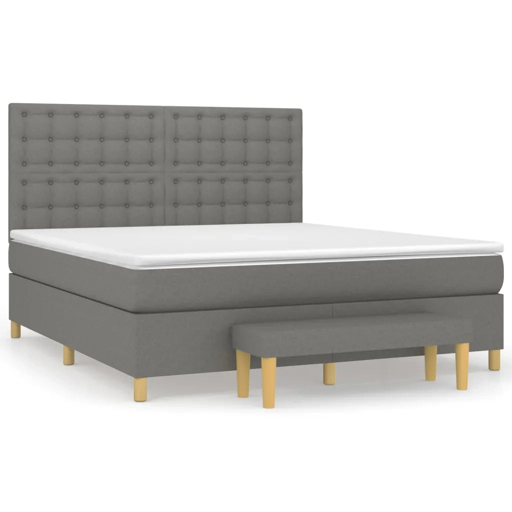 Giroletto a Molle con Materasso Grigio Scuro 160x200 cm Tessuto 3137486