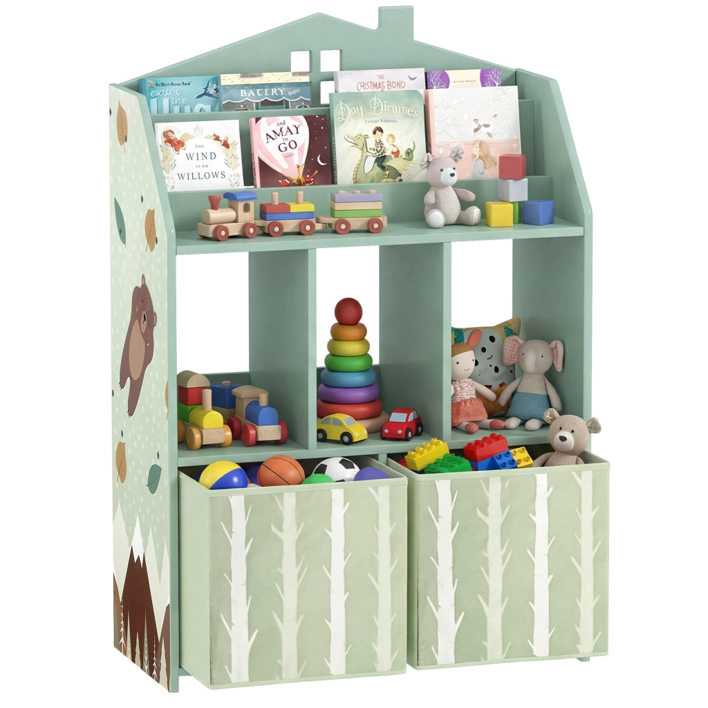 Libreria bambini con ripiani e 2 cassetti tessuto ¨C Xylo ¨C MDF verde